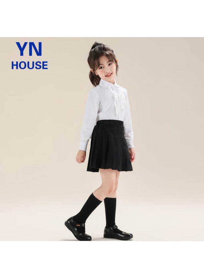 Yinuofang Girls' Pleated Skirt Performance Dress, British Style Short Skirt, School Choir Uniform, Black Suit, School Uniform, Garden Party Dress, Children's Day Outfit - Image 2