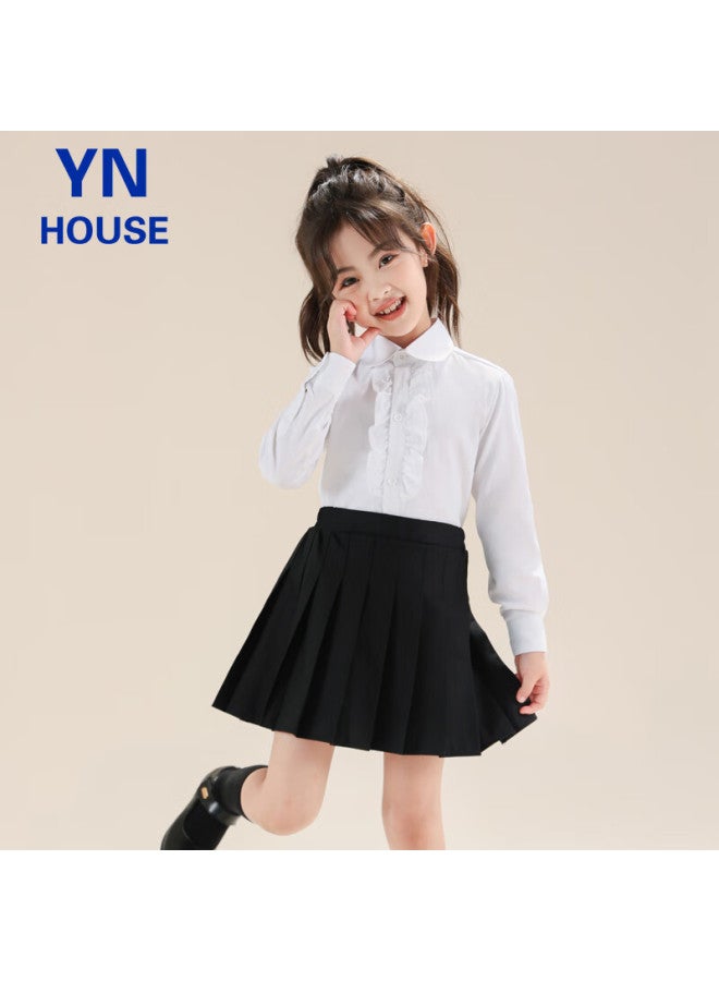 Yinuofang Girls' Pleated Skirt Performance Dress, British Style Short Skirt, School Choir Uniform, Black Suit, School Uniform, Garden Party Dress, Children's Day Outfit - Image 1