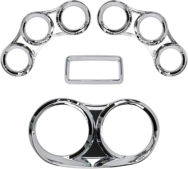 LOSTAR Peterbilt Center Gauge Cover Kit - Chrome Instrument Dash Gauge Covers with Visor for 2006-2020 Peterbilt Models - Image 4