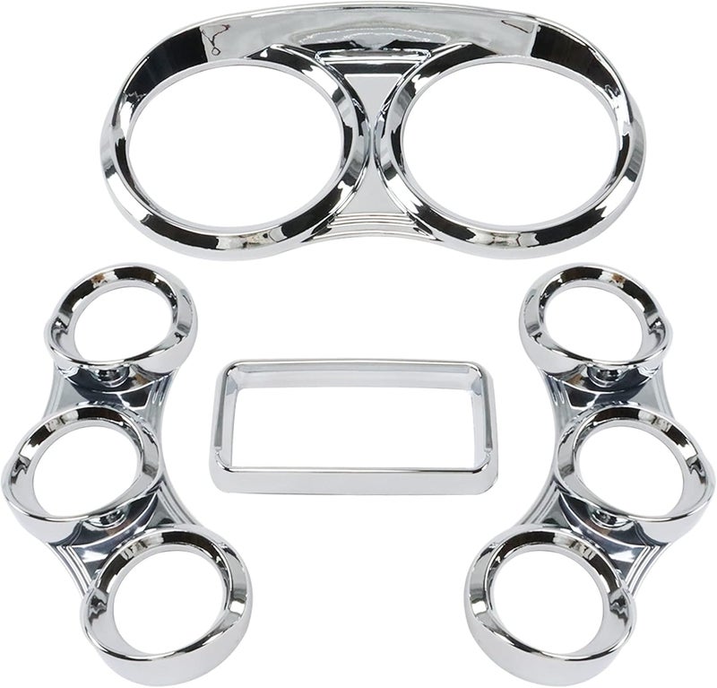 LOSTAR Peterbilt Center Gauge Cover Kit - Chrome Instrument Dash Gauge Covers with Visor for 2006-2020 Peterbilt Models - Image 3