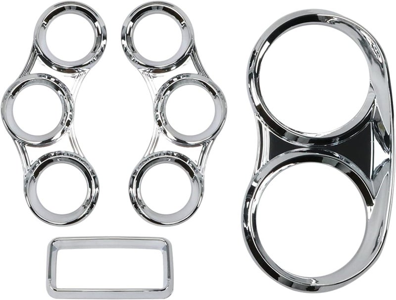 LOSTAR Peterbilt Center Gauge Cover Kit - Chrome Instrument Dash Gauge Covers with Visor for 2006-2020 Peterbilt Models - Image 1