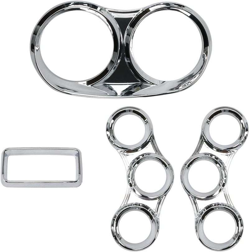 LOSTAR Peterbilt Center Gauge Cover Kit - Chrome Instrument Dash Gauge Covers with Visor for 2006-2020 Peterbilt Models - Image 2