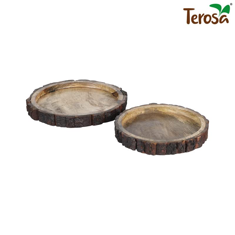 Terosa Rustic Luxuria Indian Rosewood Pizza Plate or Serving Tray I Round I Large I 10 inches - Image 4