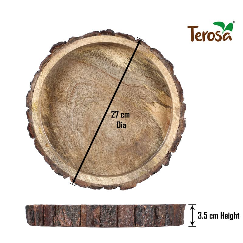Terosa Rustic Luxuria Indian Rosewood Pizza Plate or Serving Tray I Round I Large I 10 inches - Image 5