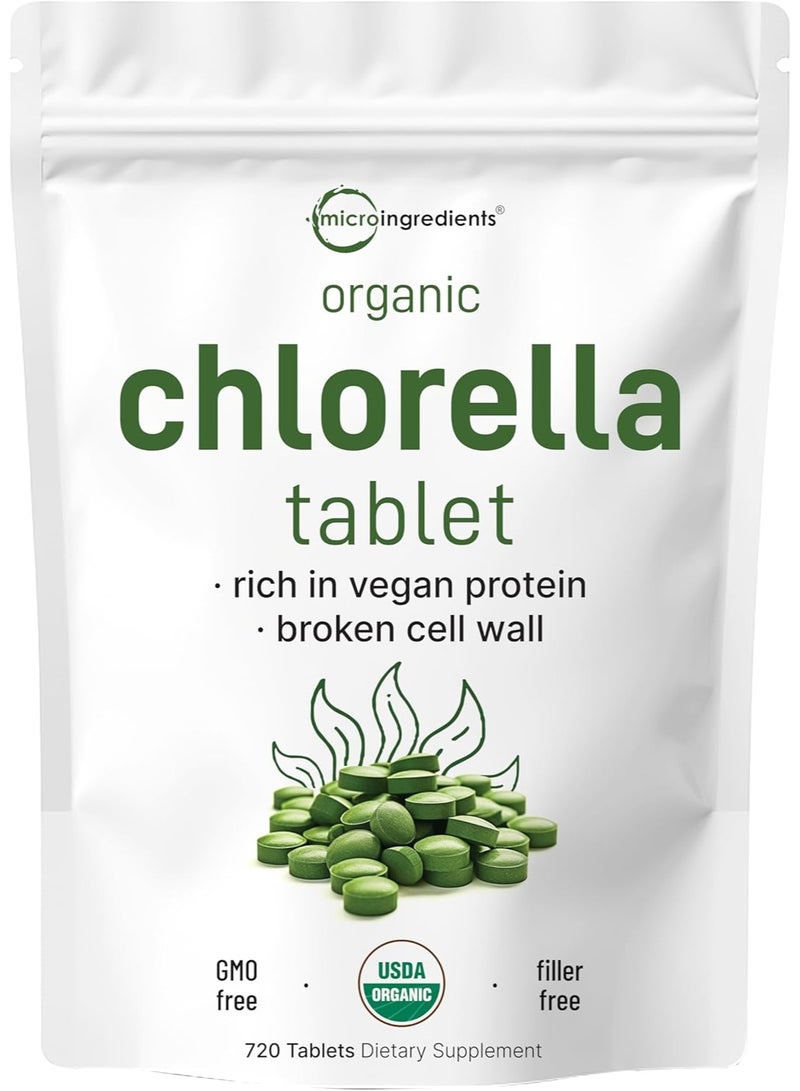 Micro Ingredients Organic Chlorella Tablets, 500mg Per Tablet, 720 Tabs 4 months supply - Image 1