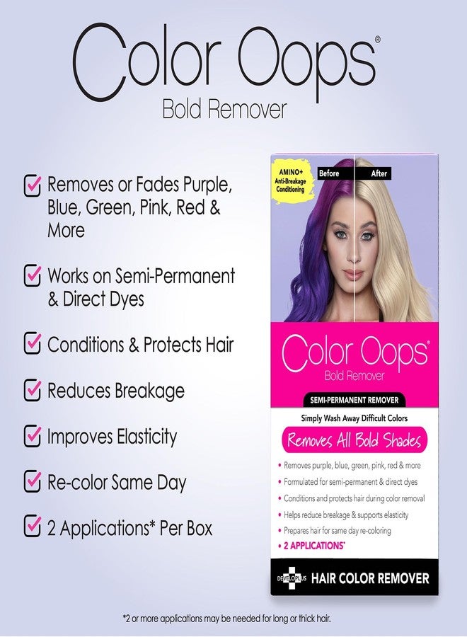 Color Oops Bold Remover, 2 Applications, Hair Dye Remover Safely Removes Direct Dyes and Semi Permanent Hair Color, Recolor The Same Day, Vegan & Cruelty Free - Image 2