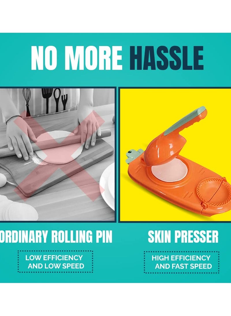 KASTWAVE أداة يدوية لعجن الزلابية صانع جلد الزلابية المحمول قوالب الزلابية DIY برتقالي - Image 3