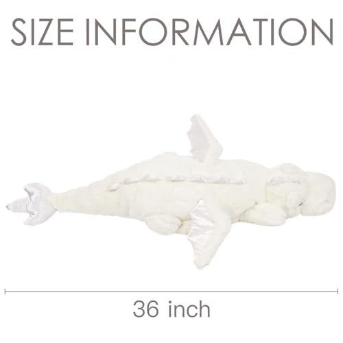 ARELUX Large 36in Cute Dragon Stuffed Animals Plush Toy Soft White Pterosaur Plushie Giant Fuzzy Dinosaur Pillow Plushies with Wings Cuddly for Friends Family Member - Image 5