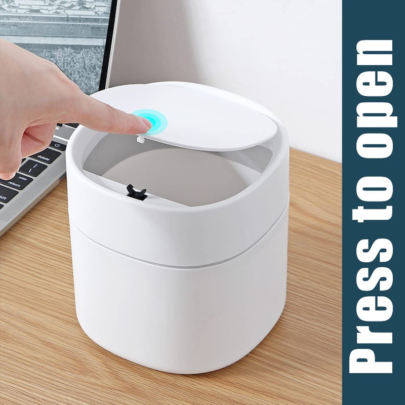 Business King Mini Desk Trash Can with Lid with Trash Bags 180 pcs Press-Top 0.5 Gallon Tiny Countertop Waste Basket Small Table Top Plastic Covered Garbage Bin for Desk Top - Image 2