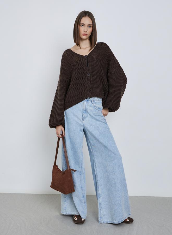 ستايلي كارديجان محبوك شانكي بقصة بوكسي - Image 3