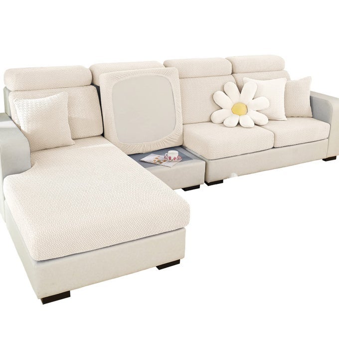 2025 NEW WEARRESISTANT UNIVERSAL SOFA COVER STRETCH COUCH CUSHION SLIPCOVERS REPLACEMENT ANTISLIP L SHAPE SOFA COVERS CHAISE LOUNGE SOFA SLIPCOVER WEAVE WHITEM BACK COVER