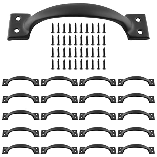 Murtenze 20 Pcs Black 5.5 Inch Barn Door Handles Vintage Gate Handles, Cabinet Handle Pulls Large Gate Pulls for Kitchen Cupboard Furniture Drawer Cabinet Hardware - Image 1