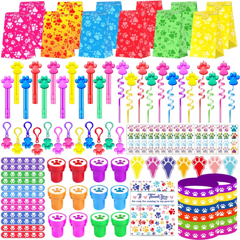 PLOUGVI 232Pcs Paw Print Party Favors Supplies Decorations for for Kids Birthday Blue Puppy Theme Birthday Party Favors Goodie Bag Stuffer Pinata Filler Birthday Gifts - Image 2