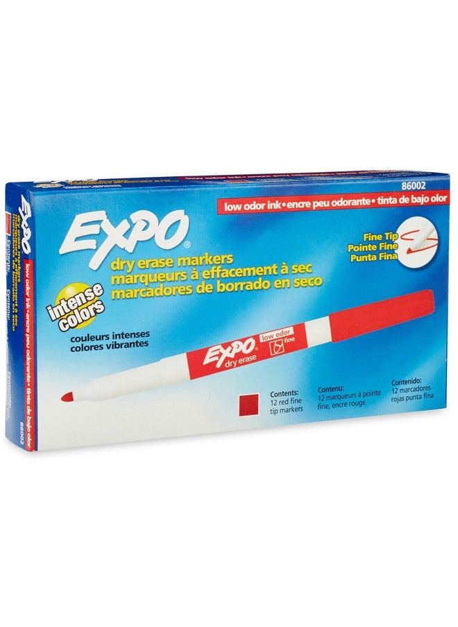 EXPO 86002 Sanford EXPO Low Odor Dry Erase Marker, Fine Point, Red, Box of 12