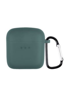Case Cover For Boat Airdopes 131 Silicone Earphone Protective Case with Hook Dark Night Green