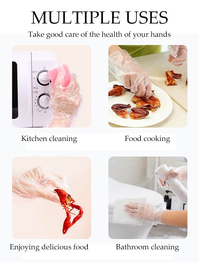 DUNISO 200Pcs Disposable Gloves Multipurpose PE Heavy Duty Non-Sterile Plastics Gloves Transparent Waterproof Disposable Gloves Use for Food, Safety, Cleaning, Barber Shop, Garage etc - Image 3