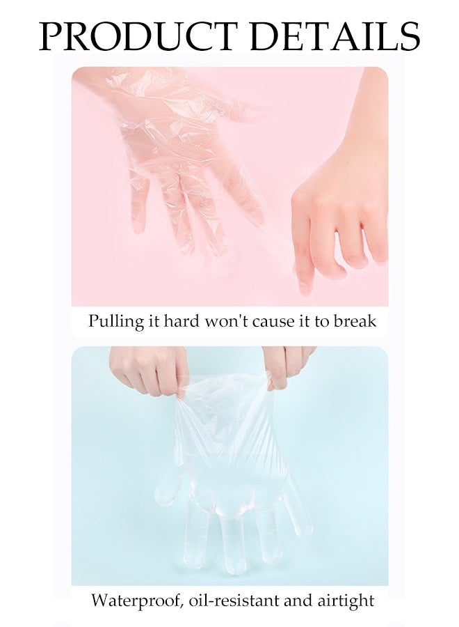 DUNISO 200Pcs Disposable Gloves Multipurpose PE Heavy Duty Non-Sterile Plastics Gloves Transparent Waterproof Disposable Gloves Use for Food, Safety, Cleaning, Barber Shop, Garage etc - Image 2
