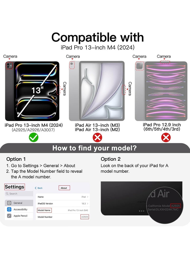 DUSALA Rotating Case for iPad Pro 13-Inch M4 (2024) with Pencil Holder,360 Degree Rotation Protective Stand Slim Cover Clear Back, Auto Wake/Sleep (iPad Pro 13) - Image 2