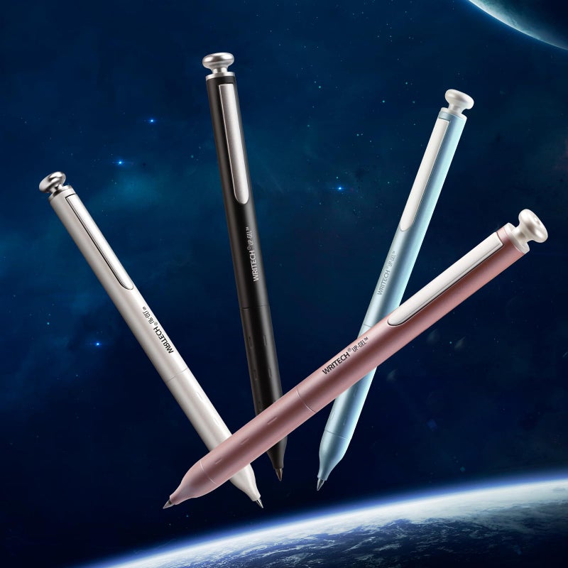 WRITECH Gel Pens Fine Point: Premium Metal Barrel Retractable 0.7mm Black Ink Pen 2ct with 2 Refills No Smear & Bleed Quick Dry Smooth Writing Silent Click Luxury Up-Gel - Image 2