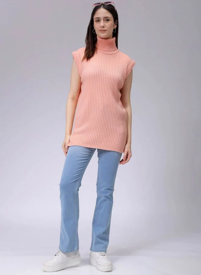 Freehand Women Loose Fit Solid High Neck Sweater