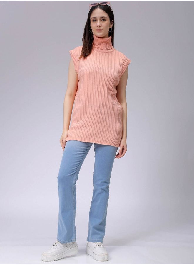 Freehand Women Loose Fit Solid High Neck Sweater  - Image 1
