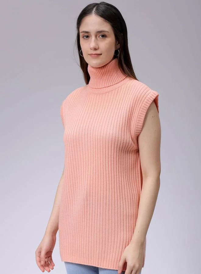 Freehand Women Loose Fit Solid High Neck Sweater