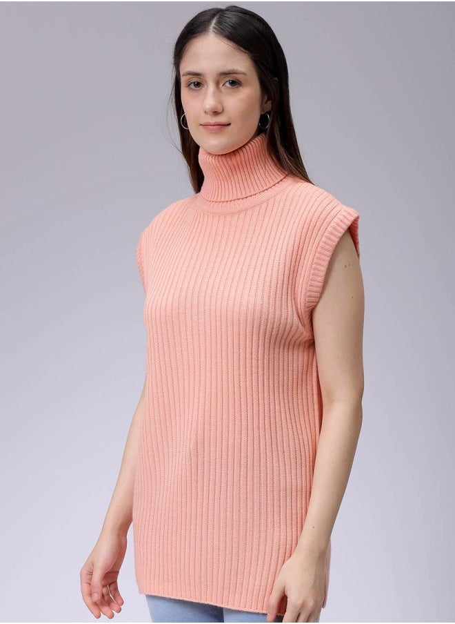 Freehand Women Loose Fit Solid High Neck Sweater  - Image 3
