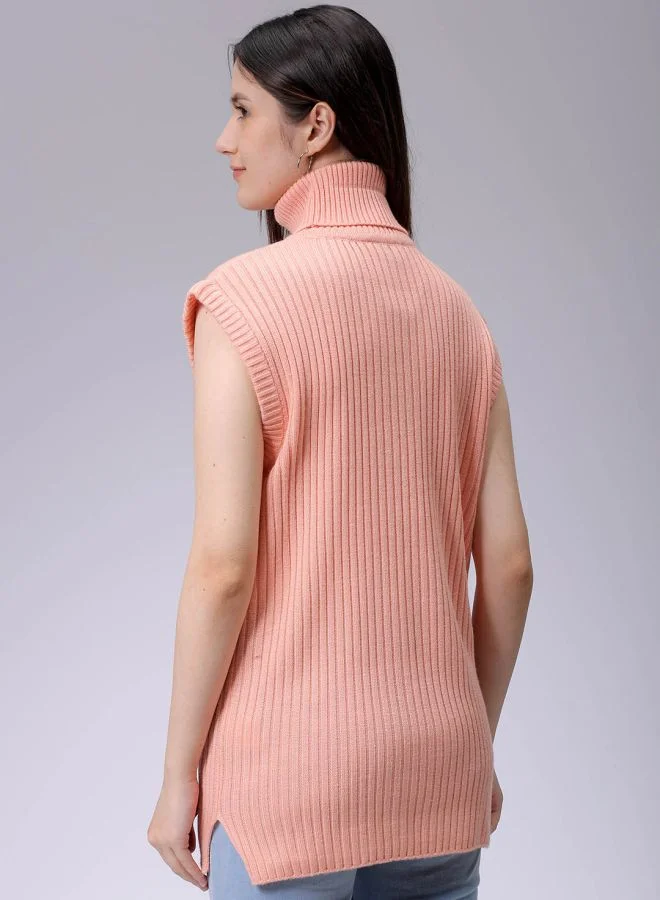 Freehand Women Loose Fit Solid High Neck Sweater