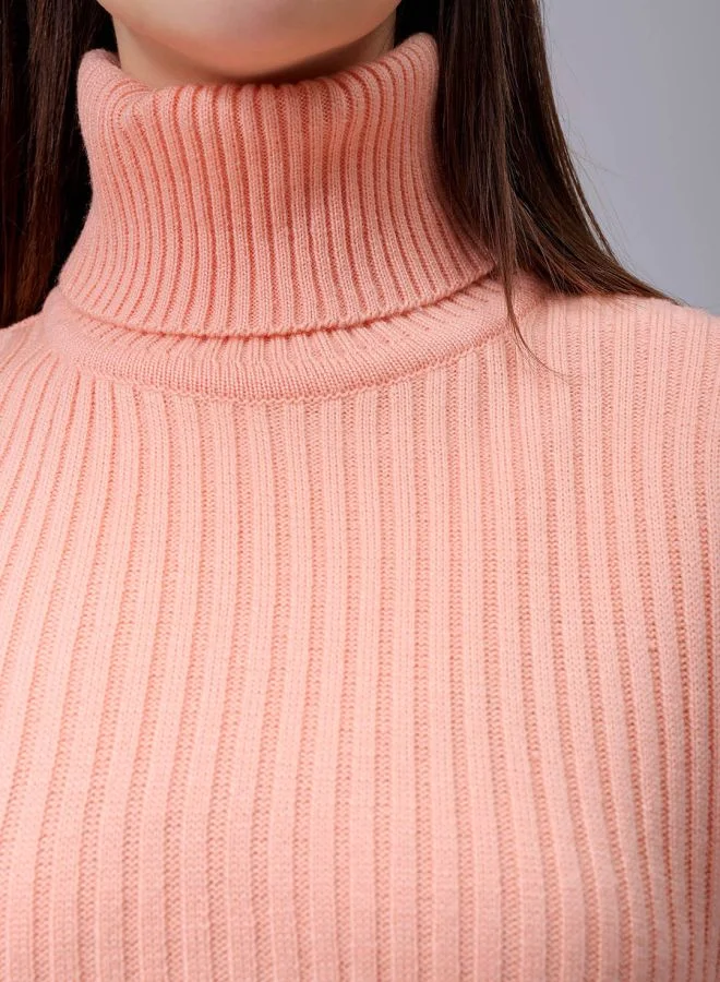 Freehand Women Loose Fit Solid High Neck Sweater