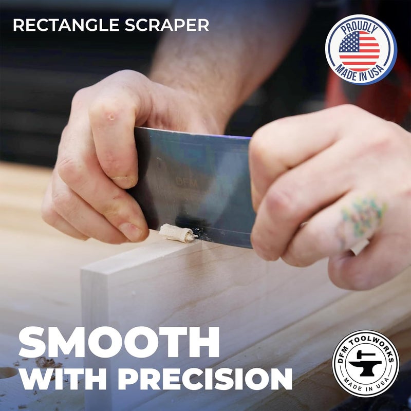 DFM Tool Works Blue Curved Cabinet Scraper Cards - Cabinet Scraper for Woodworking, Card Scraper Tool for Precision and Fine Finishes - Ideal Tool for Woodworking Projects - Made in USA (Set of 3) - Image 4