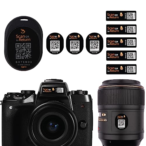 tag8 Dolphin Camera Gear Security - Smart Alternative to GPS Tracker, Comes with Bluetooth Tracker & 8 QR-Enabled Tags for Camera Accessories Like DSLR Camera Lens, Bag, Tripod, Adapter & Charger - Image 1