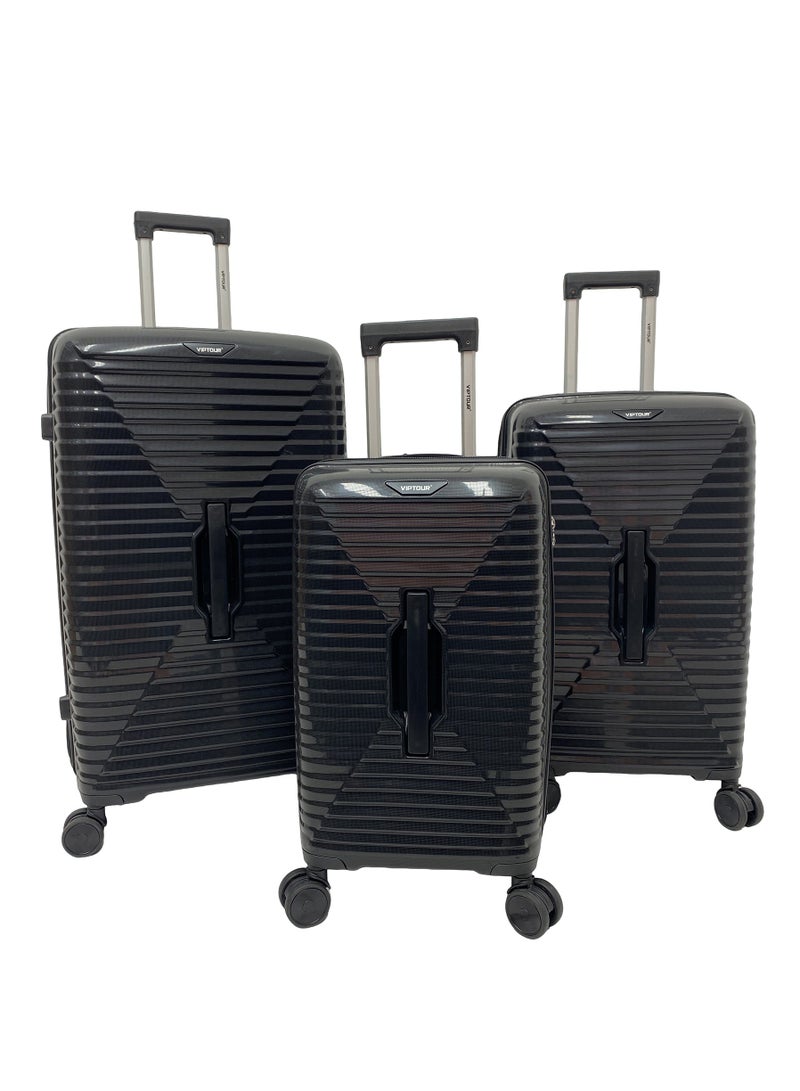 فيبتور مجموعة حقائب سفر متينة من البولي بروبيلين بمقبض تلسكوبي و4 عجلات دوارة مزدوجة وسحاب إغلاق آمن - Image 1