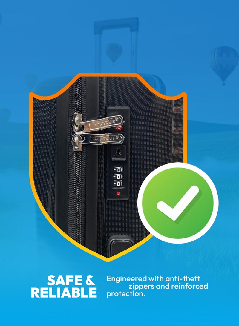 فيبتور مجموعة حقائب سفر متينة من البولي بروبيلين بمقبض تلسكوبي و4 عجلات دوارة مزدوجة وسحاب إغلاق آمن - Image 5