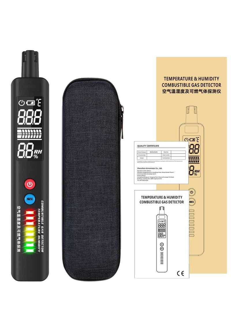 Gas Leak Detector, Portable EBTN LCD Natural Gas Sniffer, Integrated Temperature & Humidity Sensor Locates Combustible Gas Like LPG LNG Propane Methane & Butane Gases Fuel Carbon Monoxide