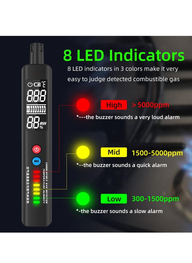 SYOSI Gas Leak Detector, Portable EBTN LCD Natural Gas Sniffer, Integrated Temperature & Humidity Sensor Locates Combustible Gas Like LPG LNG Propane Methane & Butane Gases Fuel Carbon Monoxide  - Image 3