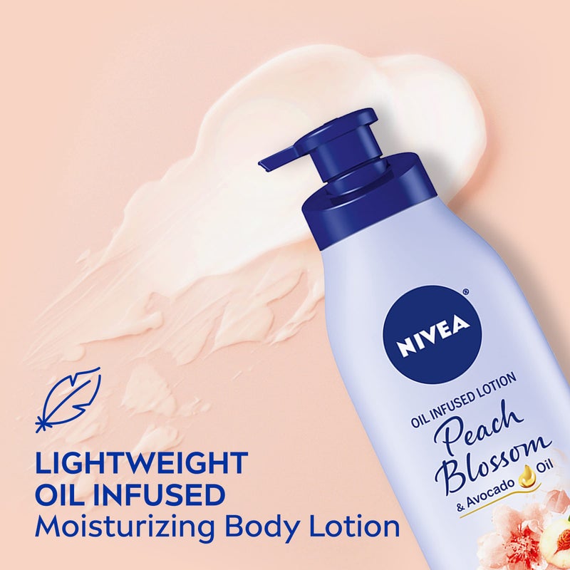 NIVEA Oil Infused Peach Blossom and Avocado Oil Body Lotion, Body Lotion for Dry Skin, 16.9 Fl Oz Pump Bottle - Image 2