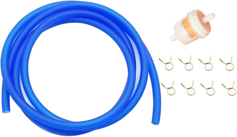 PRO BAT 0.2''(5mm) ID Fuel Gas Line Tube Oil Gas Line Petrol Hose Tube for ATV Dirt Bike Go Kart Moped Pocket Bike Most of Chinese Motorcycle Scooter with Hose Clamps Fuel Filter, Blue - Image 1