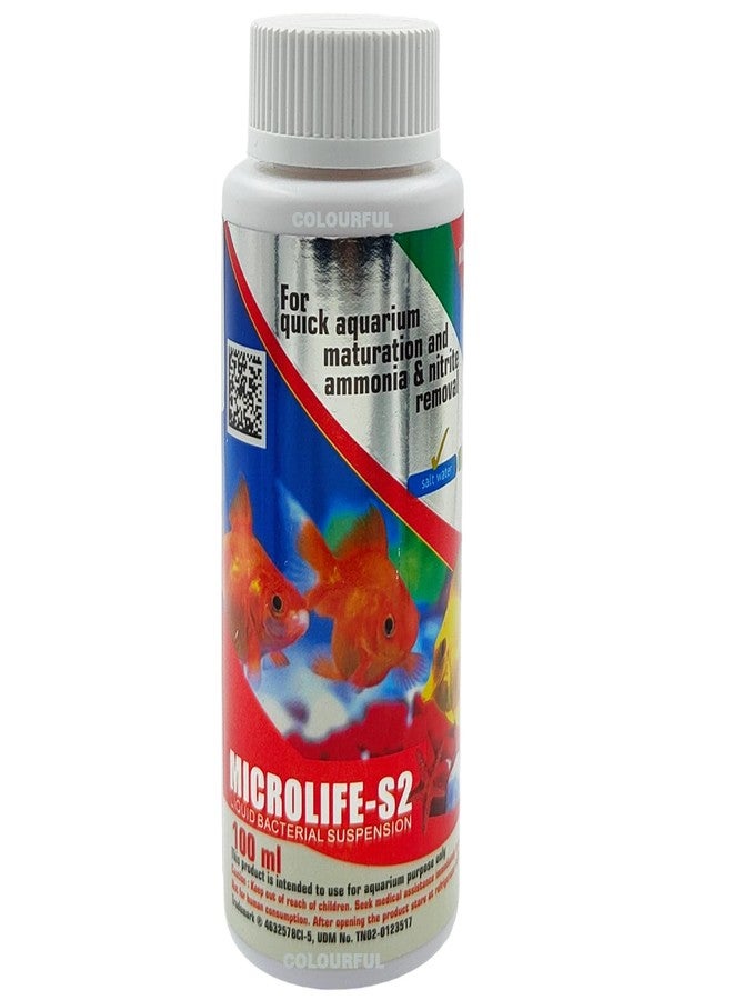 colourful Aquatic Remedies Micro Life S2 | for Quick Aquarium Maturation and Ammonia & Nitrite Removal | Water Conditioner | Suitable for Fresh Water & Salt Water, (Micro Life S2-200ml), Pack of 2 - Image 1