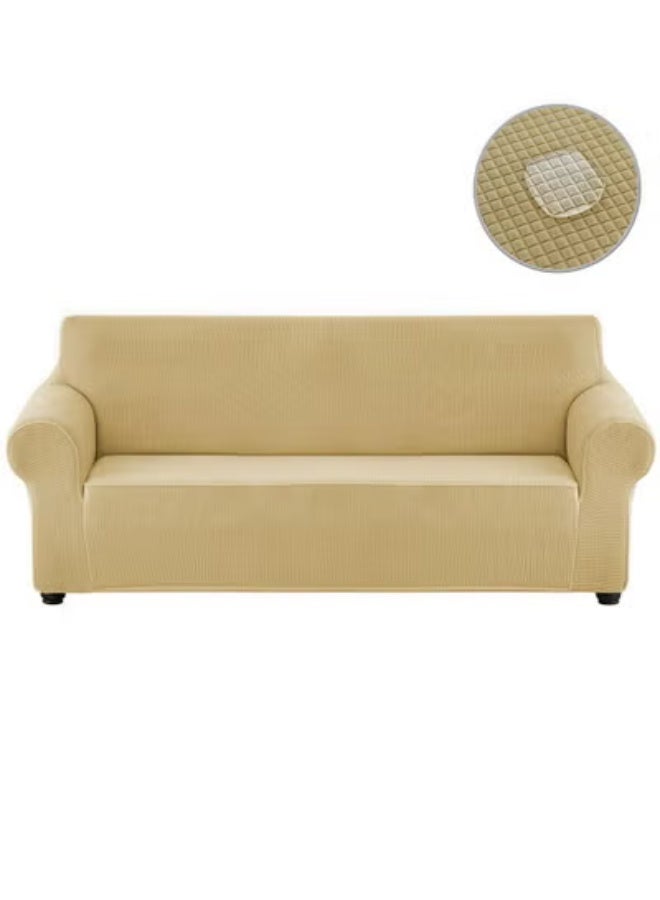 fantasize Waterproof Sofa Slipcover 3 Seater Sofa with Elastic Bottom Pets Protector Furniture Covers Soft Four Seasons Universal Couch Covers Washable Champagne - Image 1