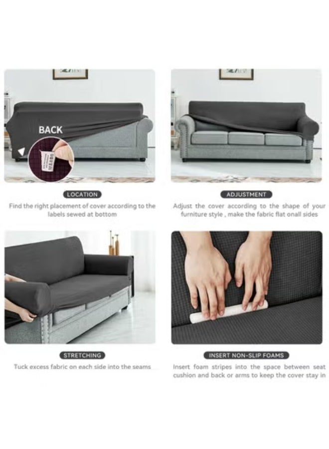 fantasize Waterproof Sofa Slipcover 3 Seater Sofa with Elastic Bottom Pets Protector Furniture Covers Soft Four Seasons Universal Couch Covers Washable Champagne - Image 3