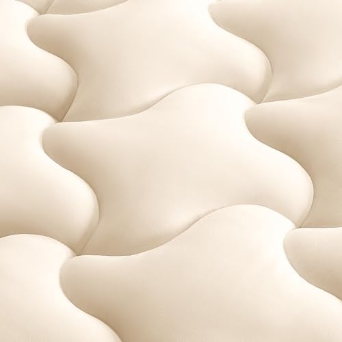 SLEEP ZONE Full Size Soft Mattress Pad Quilted Fitted Mattress Cover for Bedroom Fluffy Down Alternative Mattress Protector Deep Pocket 821 inch Machine Washable Beige Full - Image 1