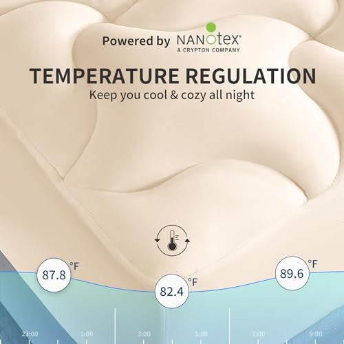 SLEEP ZONE Full Size Soft Mattress Pad Quilted Fitted Mattress Cover for Bedroom Fluffy Down Alternative Mattress Protector Deep Pocket 821 inch Machine Washable Beige Full - Image 3