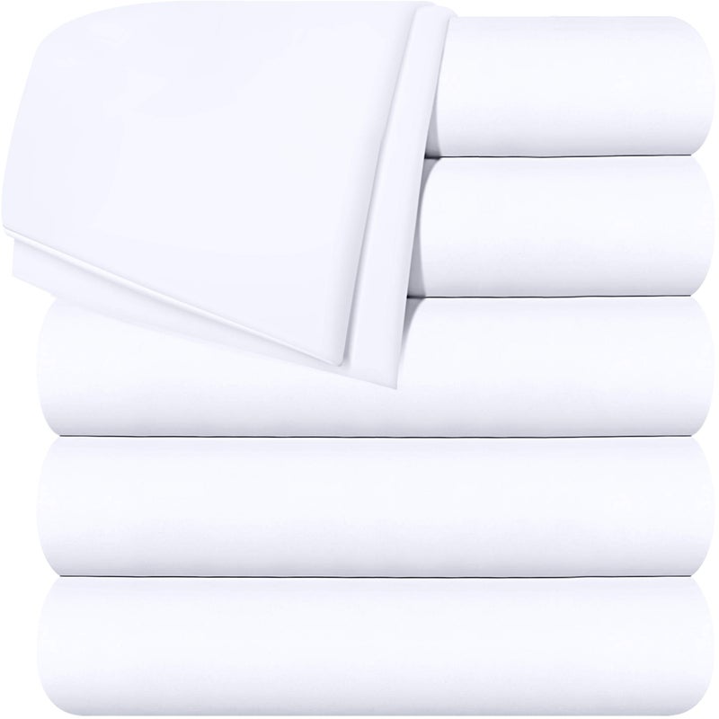 Utopia Bedding Flat Sheets  Pack of 6  Soft Brushed Microfiber Fabric  Shrinkage  Fade Resistant Top Sheets  Easy Care California King White