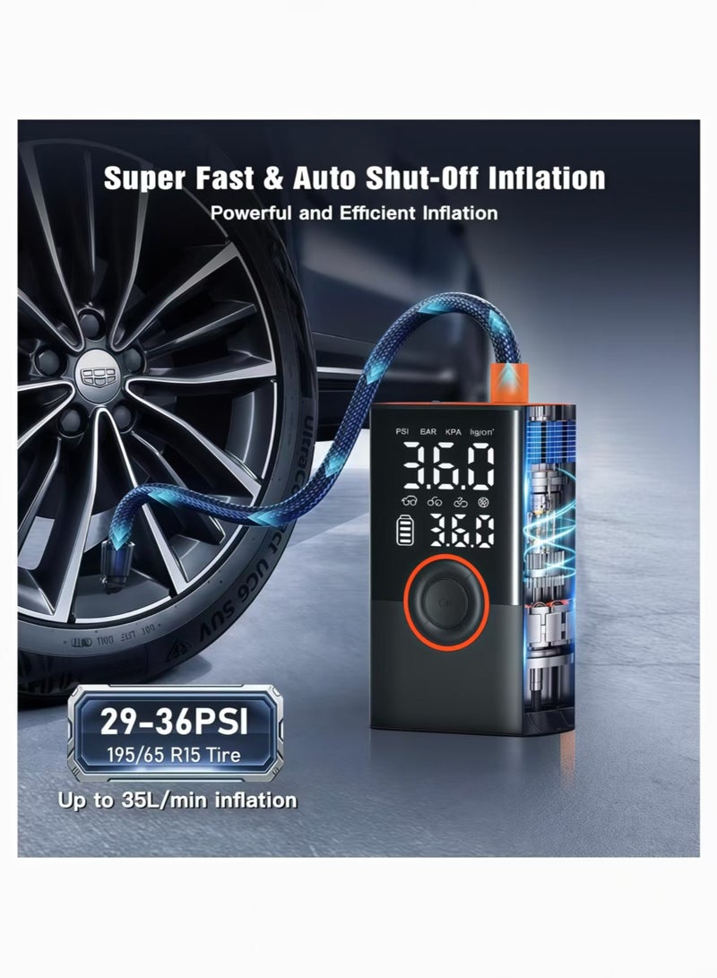 Portable Cordless Car Battery Emergency Starter, Tire Air Pump, Air Compressor To Easily Inflate Tires, LED Display, With Flashlight, Mobile Power Supply, Large Capacity Storage，10 Tire Repair Plugs Included - Image 4