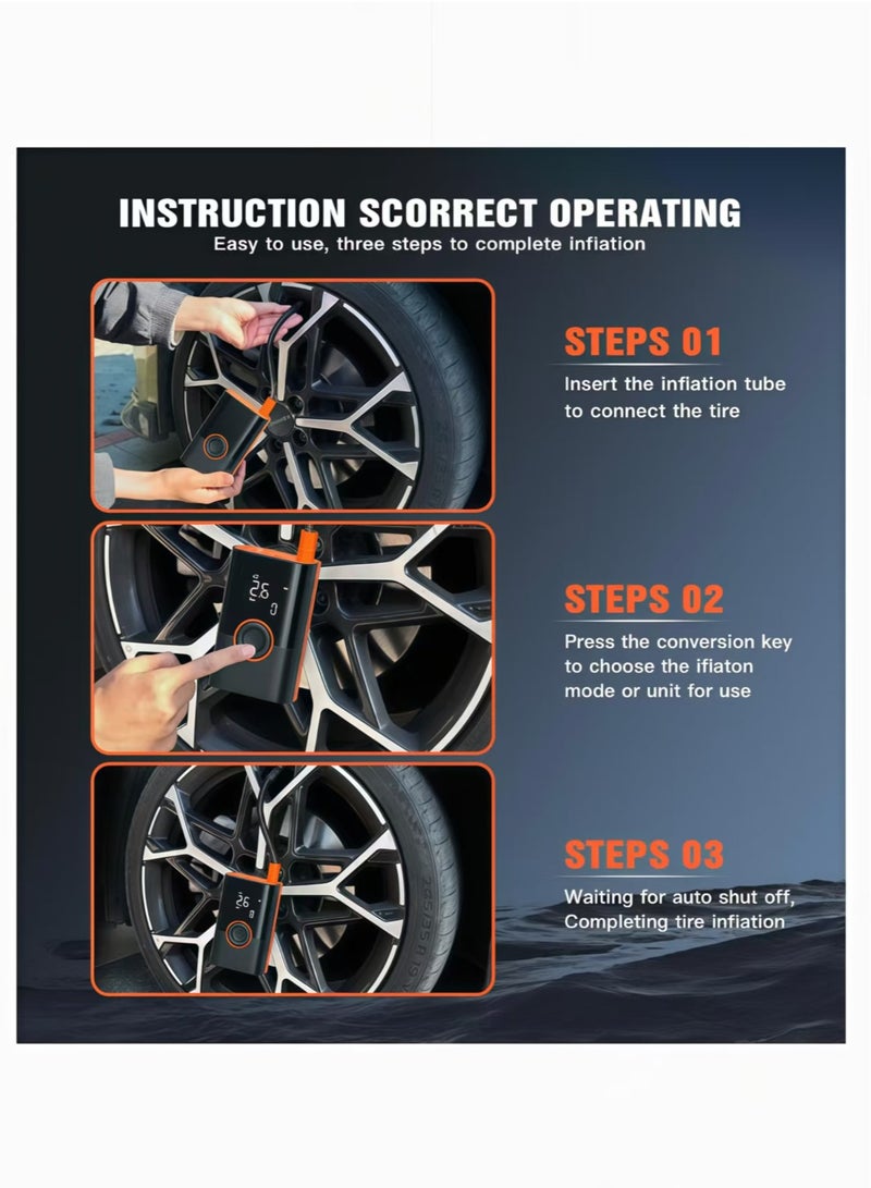 Portable Cordless Car Battery Emergency Starter, Tire Air Pump, Air Compressor To Easily Inflate Tires, LED Display, With Flashlight, Mobile Power Supply, Large Capacity Storage，10 Tire Repair Plugs Included - Image 5