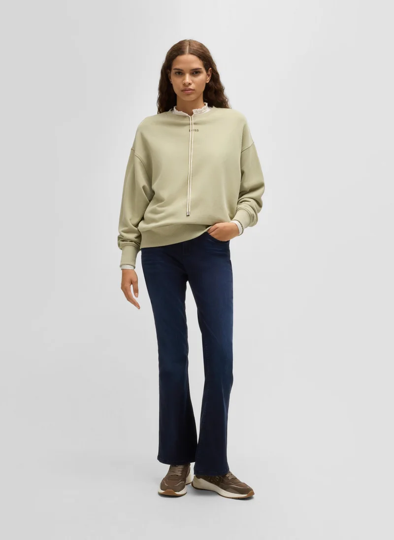 BOSS Slim-fit flared jeans in blue stretch denim