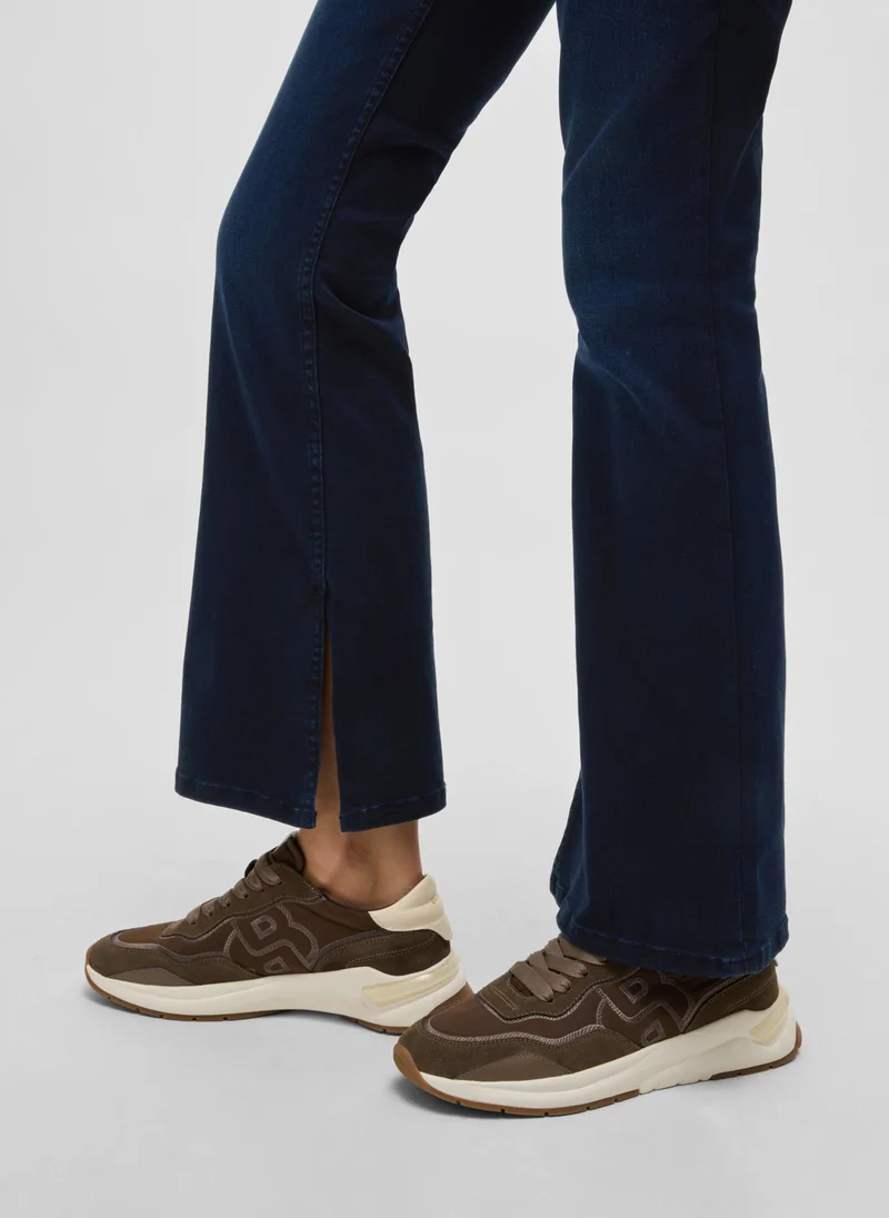 BOSS Slim-fit flared jeans in blue stretch denim