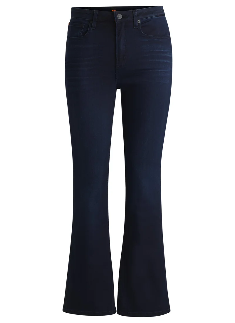 BOSS Slim-fit flared jeans in blue stretch denim