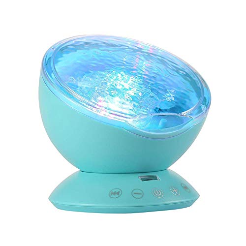 TOMNEW Night Light Projector, Ocean Wave Night Light for Kids Room, Remote and Timer, Dimmable 7 Light Modes and Bulit-in Sound Machine, Mermaid Decor Birthday Christmas Gifts (Blue) - Image 1