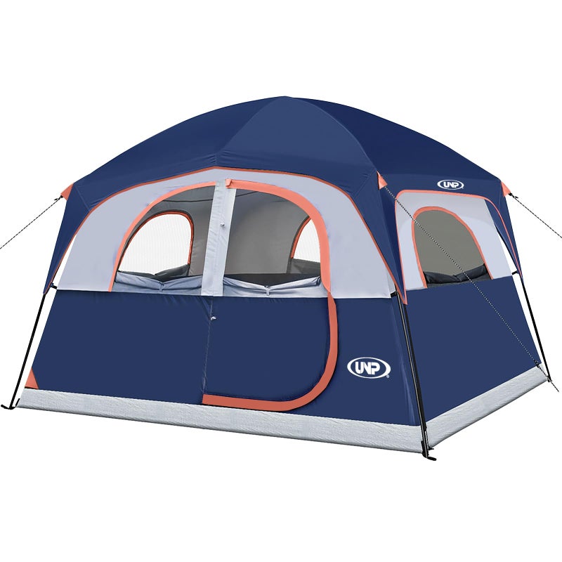 UNP Tents 6 Person Waterproof Windproof Easy Setup,Double Layer Family Camping Tent with 1 Mesh Door & 5 Large Mesh Windows -10'X9'X78in(H) (Navy Blue) - Image 1